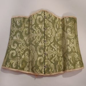 Green jacquard underbust corset